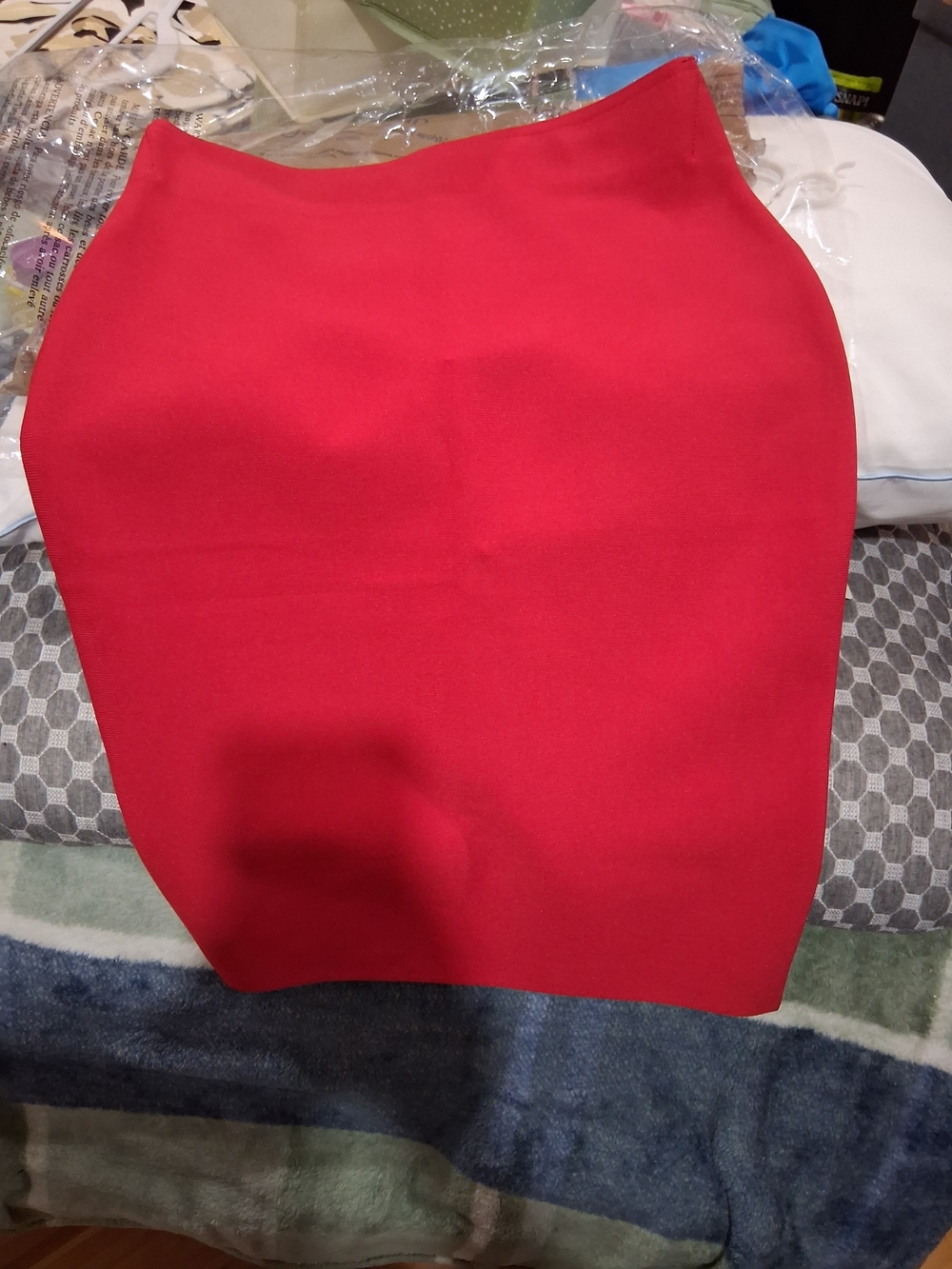Chocolate Vibrant Red High-Rise Pencil Skirt